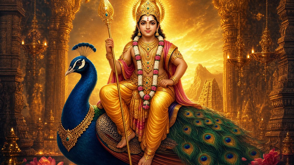 Banner for Subrahmanya Karavalamba Stotram (श्रीसुब्रह्मण्यकरावलम्बस्तोत्रम्) — devotional artwork of Subrahmanya.